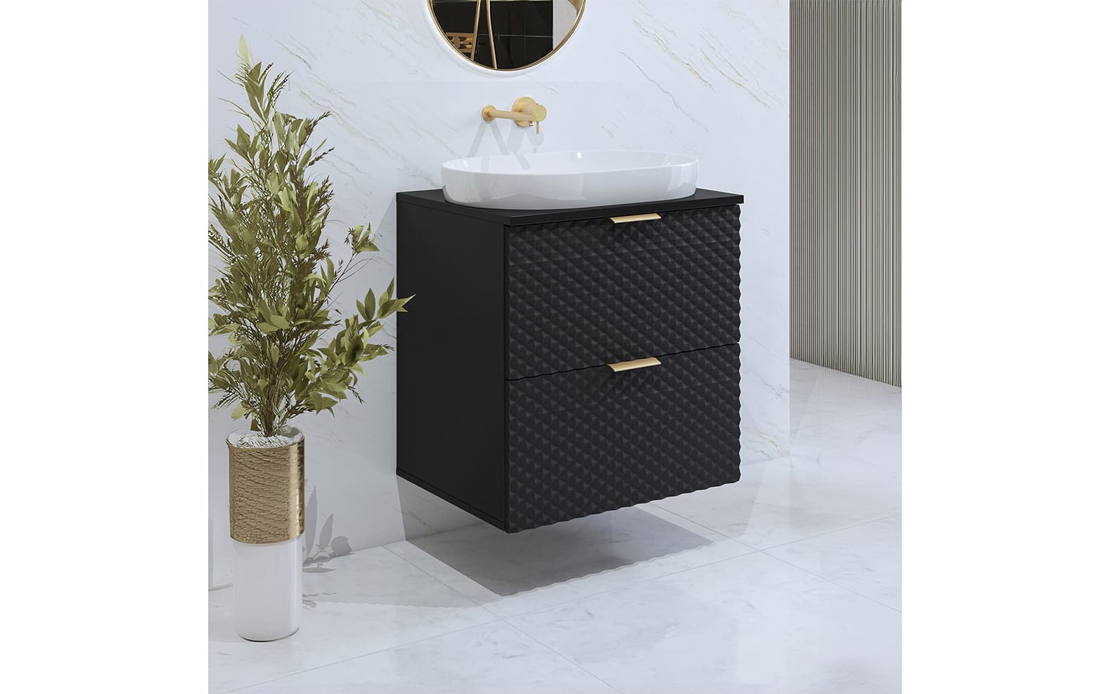 Corp de baie cu 2 sertare Liora, 60×63×49 cm din lemn masiv