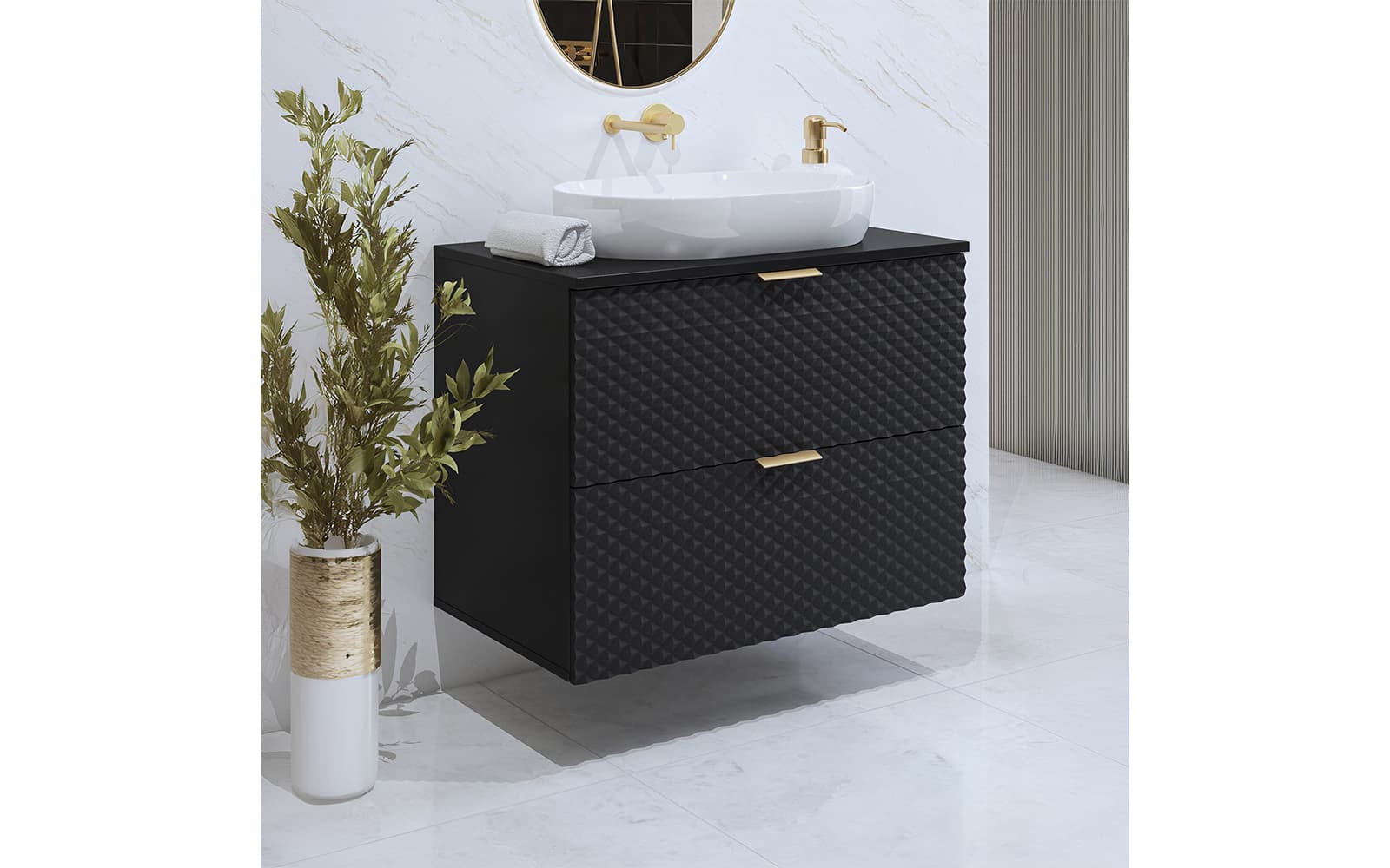Corp de baie cu 2 sertare Liora, 80×63×49 cm din lemn masiv