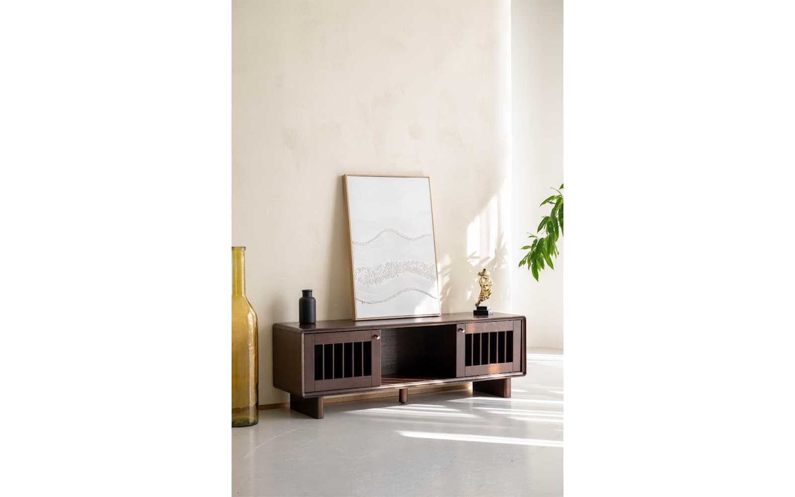 Comodă TV Cooper, lemn masiv, nuc, 160×42,5×53 cm