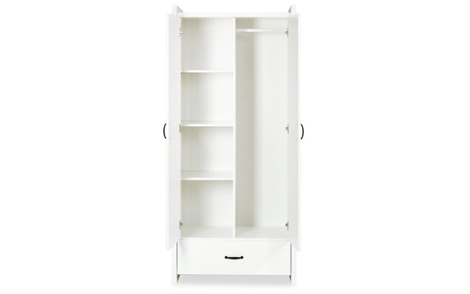 Dulap Amelie, 84×190×50 cm, Alb/Stejar din lemn masiv