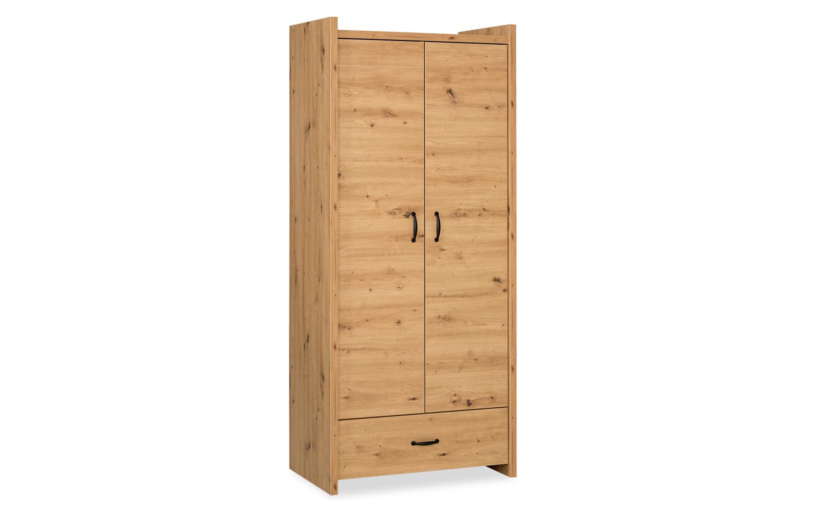 Dulap Amelie, 84×190×50 cm, Alb/Stejar