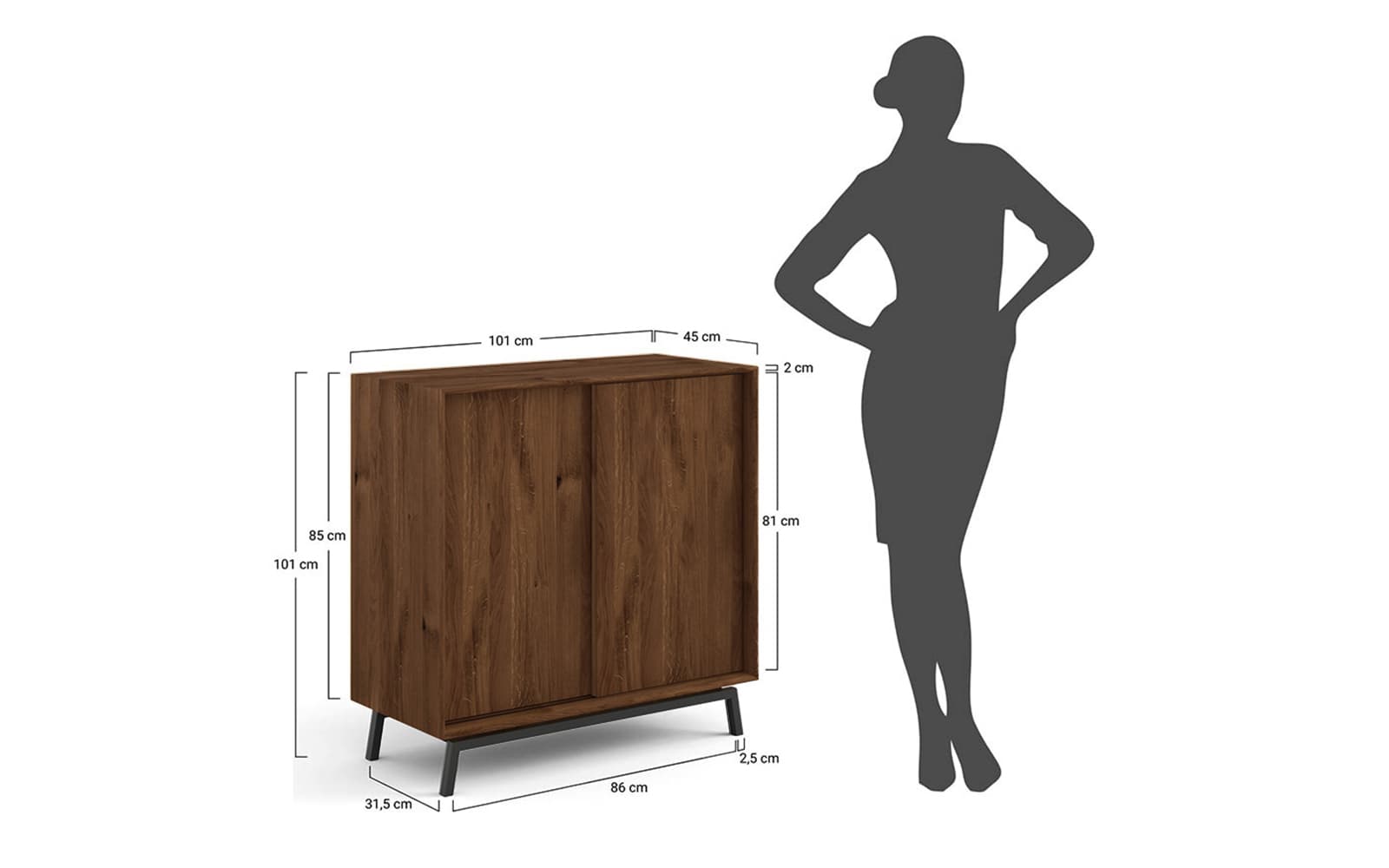 Comodă Bar Madison, Stejar Masiv, 101x45x101cm