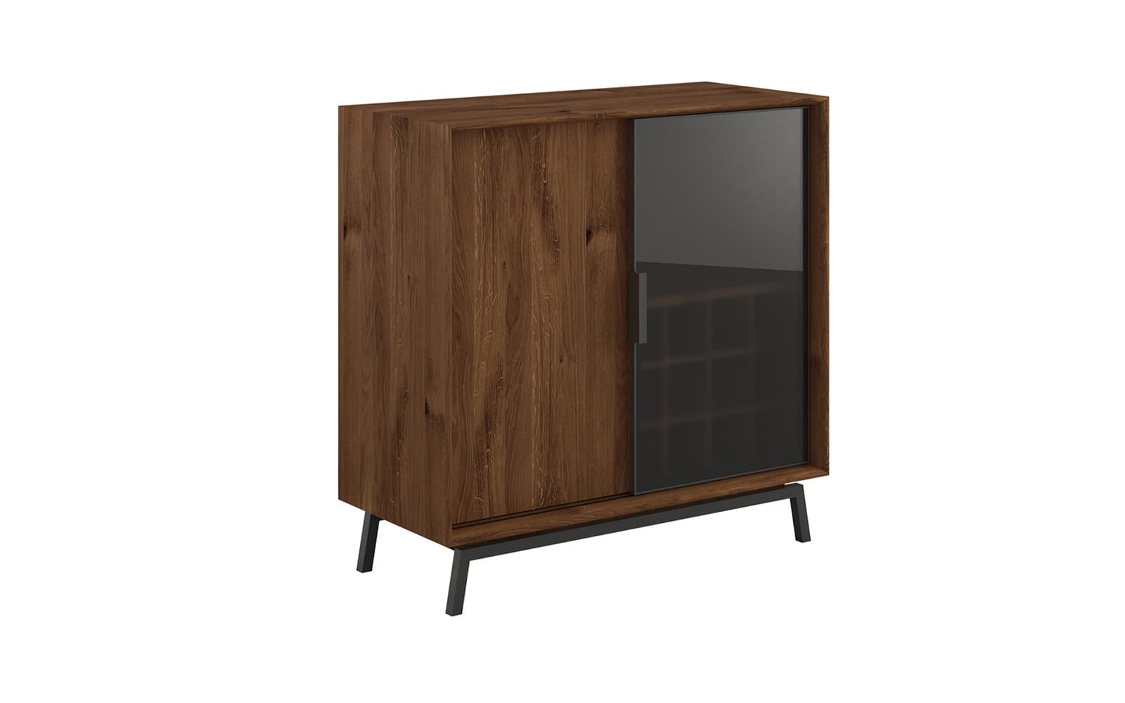 Comodă Bar Madison, Stejar Masiv și Sticlă, 101x45x101cm