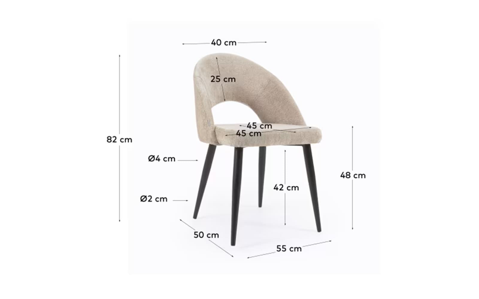 Scaun Mael, 55×50×82 cm