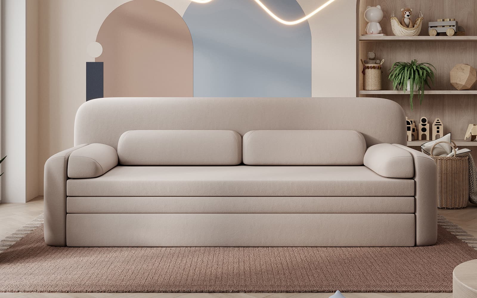 Canapea extensibilă Elioss, 236×89×87 cm, Personalizabila din lemn masiv