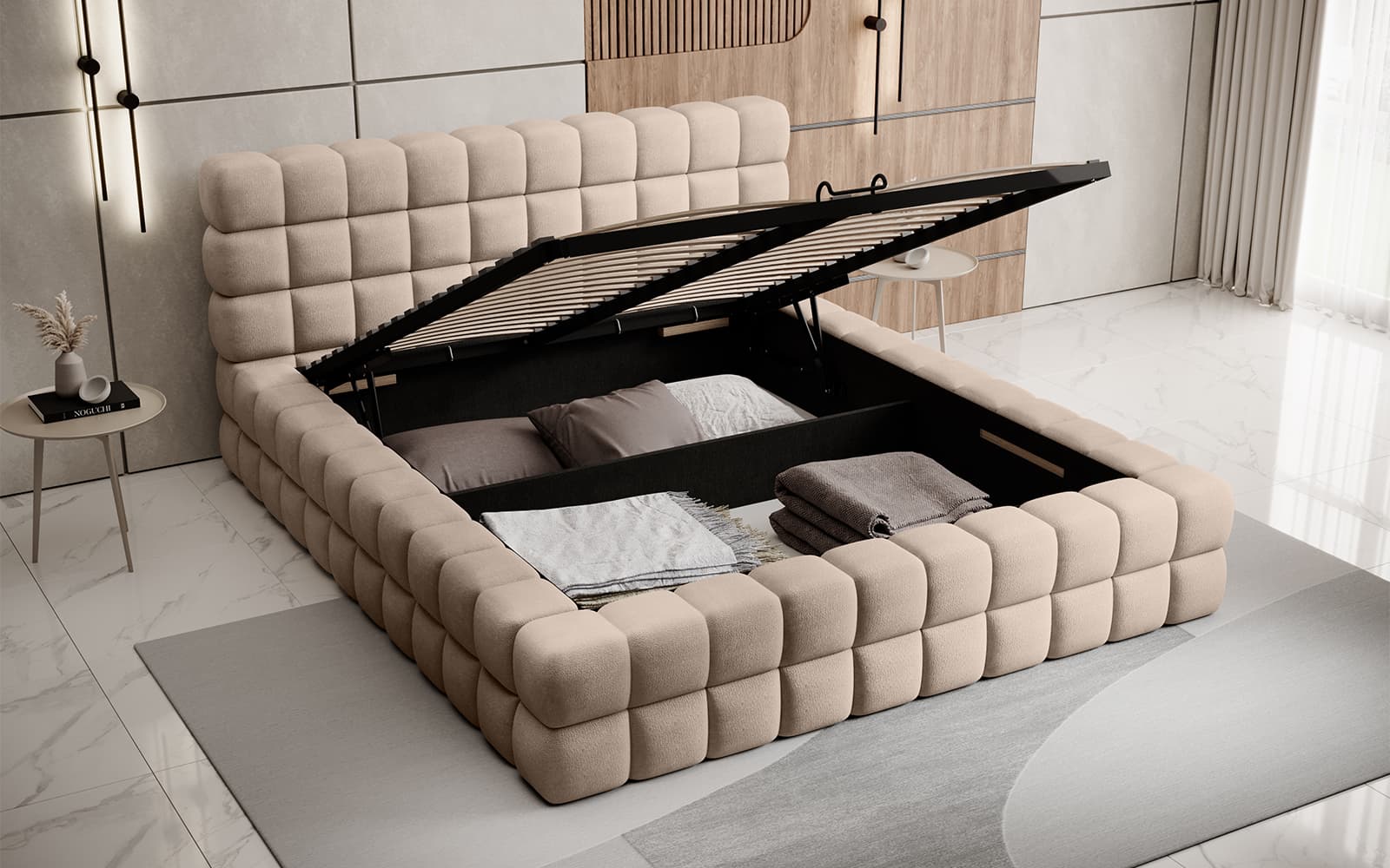 Pat Tetrix 180x200, Material Amore 18,  Mobarta din lemn masiv