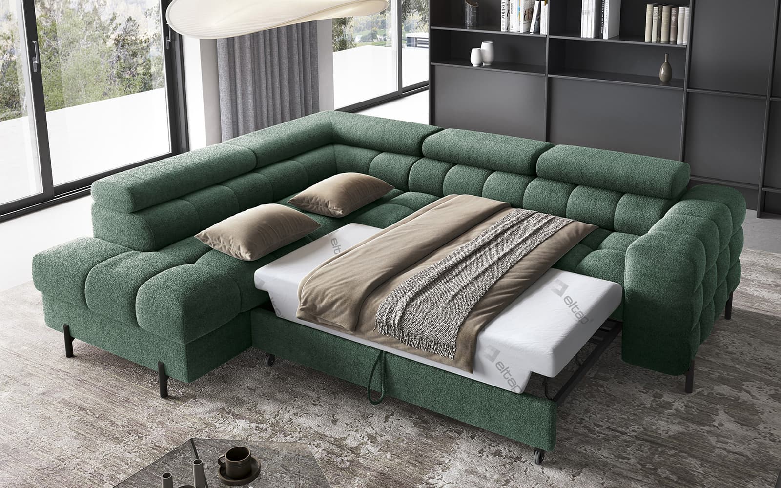 Colțar Ferry, Extensibil, 276x72x200, Material Amore 35 din lemn masiv