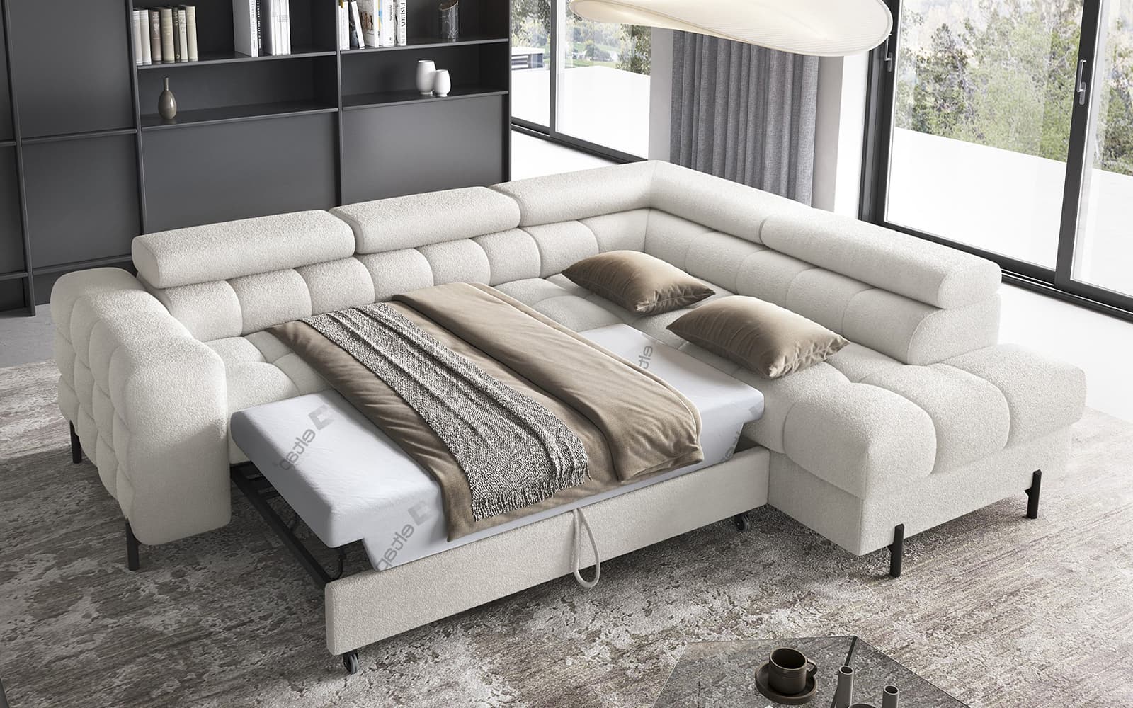 Colțar Ferry, Extensibil, 276x72x200, Material Amore 01 din lemn masiv