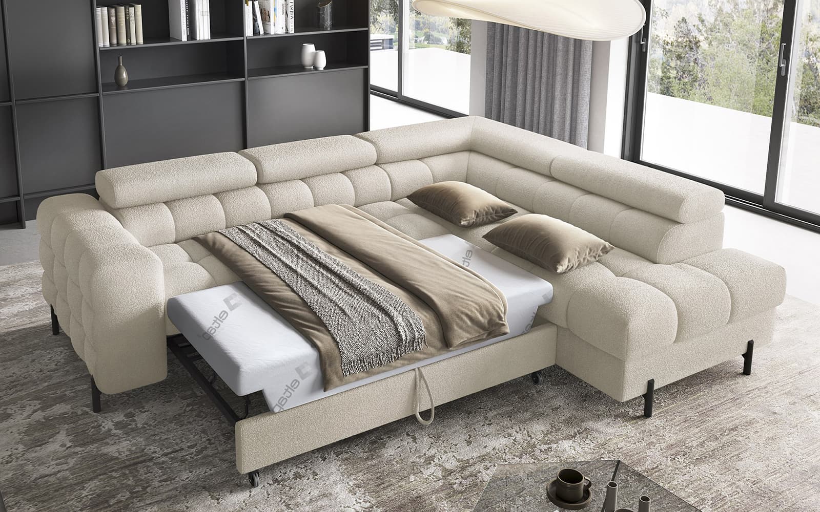 Colțar Ferry, Extensibil, 276x72x200, Material Royal 18 din lemn masiv