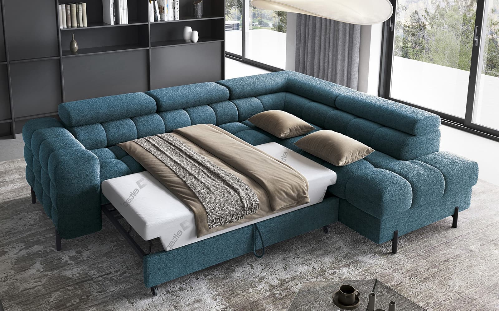 Colțar Ferry, Extensibil, 276x72x200, Material Amore 40 din lemn masiv