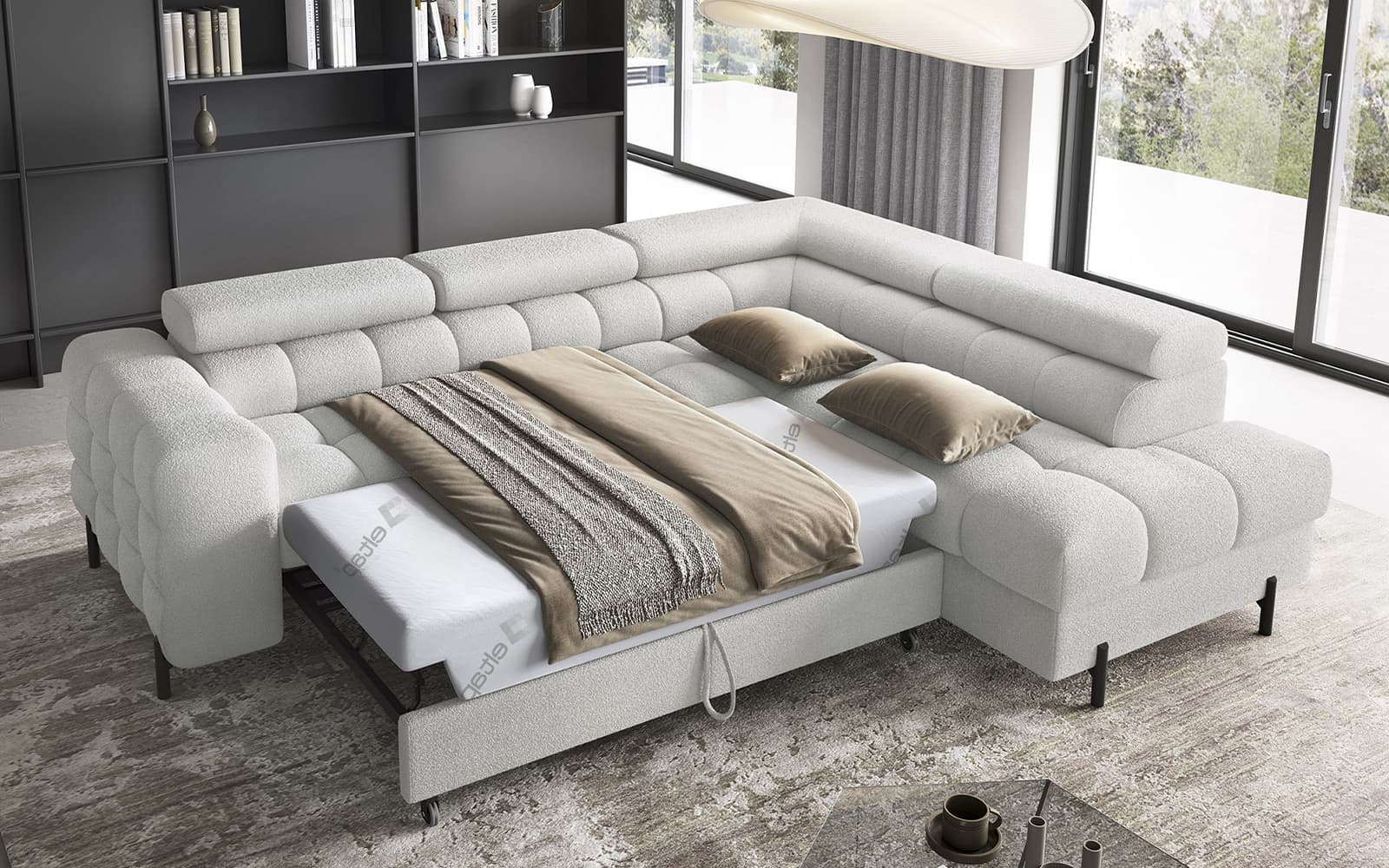 Colțar Ferry, Extensibil, 276x72x200, Material Royal 03 din lemn masiv