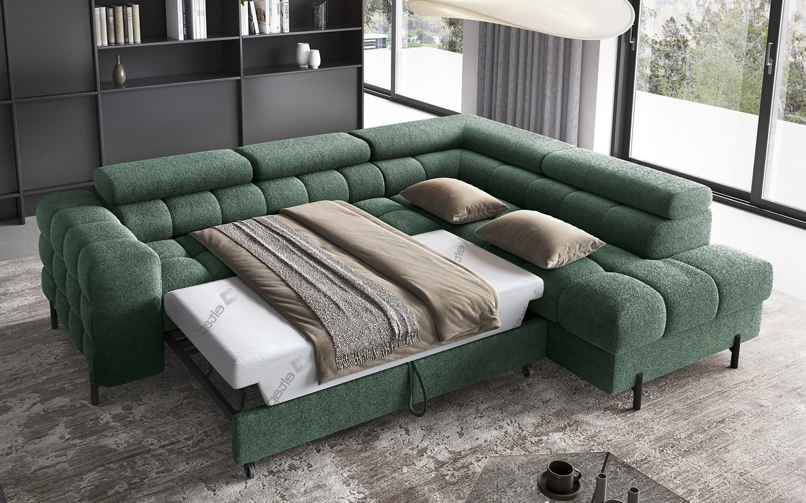 Colțar Ferry, Extensibil, 276x72x200, Material Amore 35 din lemn masiv