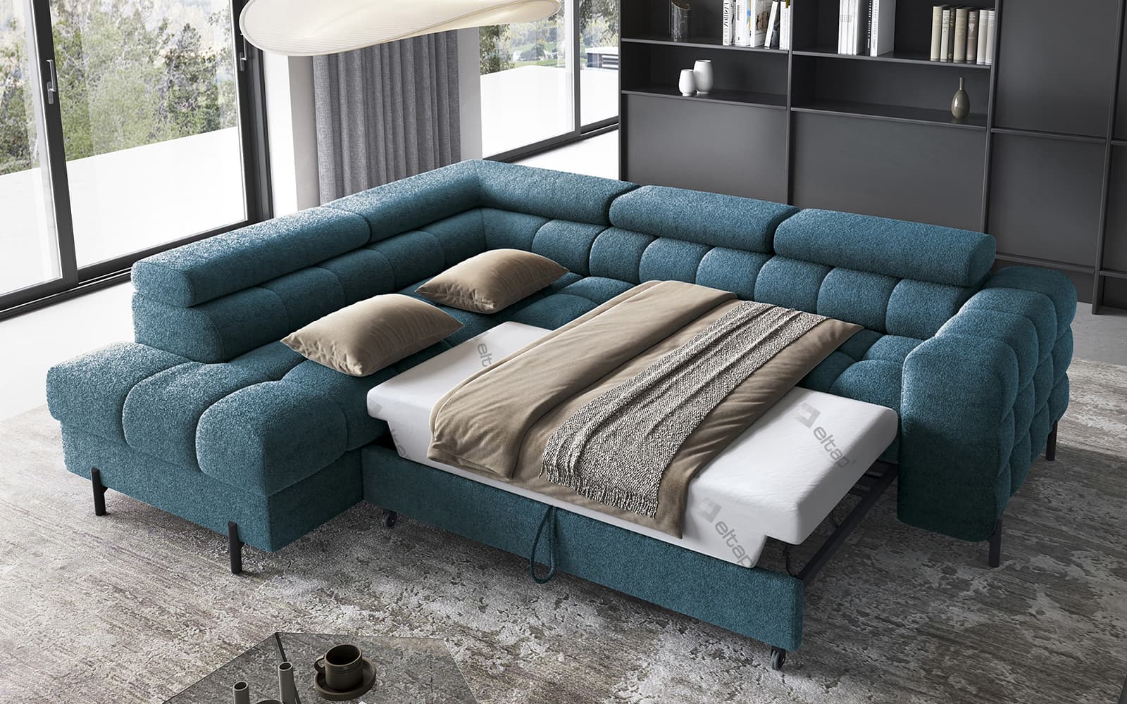 Colțar Ferry, Extensibil, 276x72x200, Material Amore 40 din lemn masiv