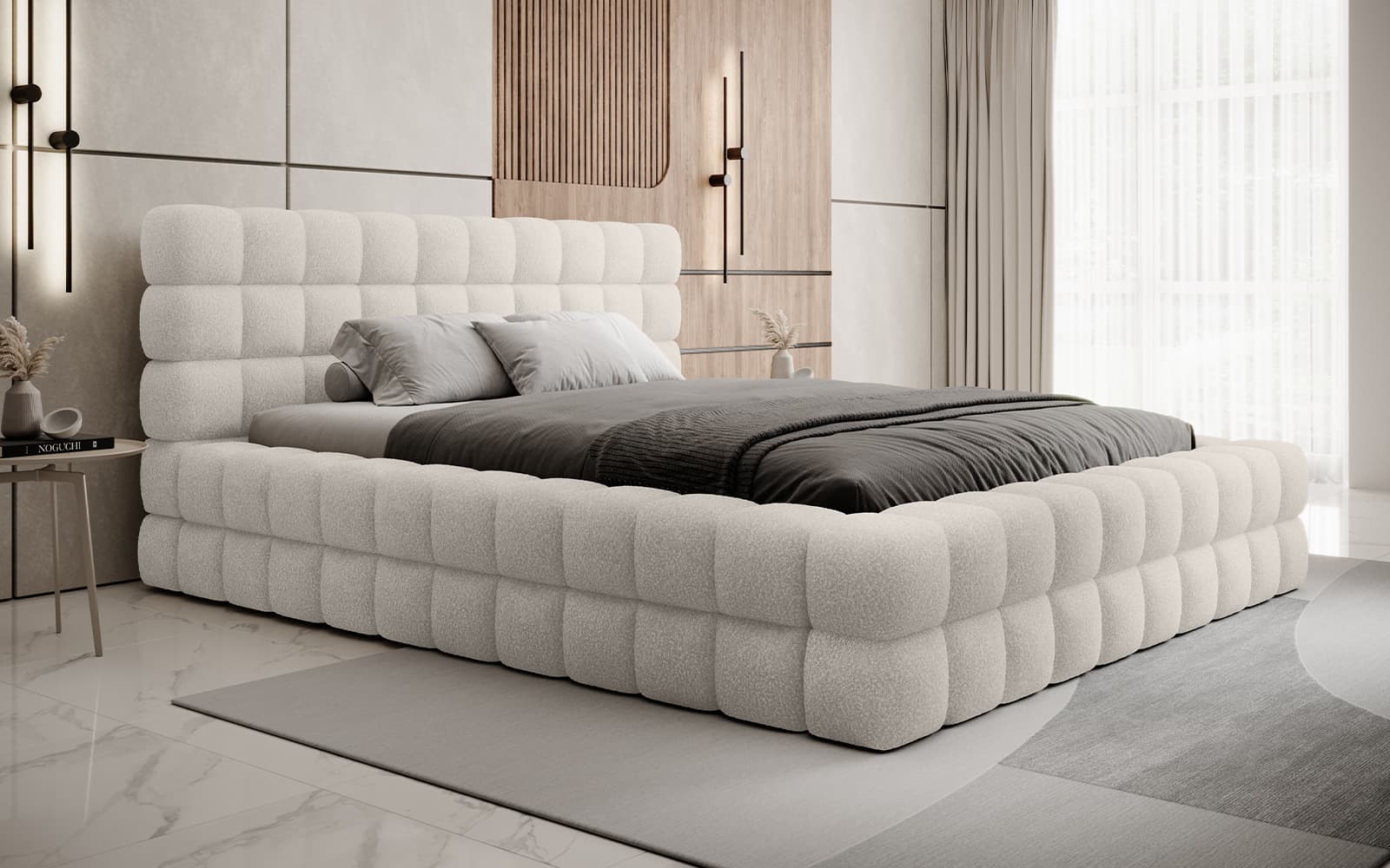 Pat Tetrix 180x200, Material Jaffray 01,  Mobarta din lemn masiv