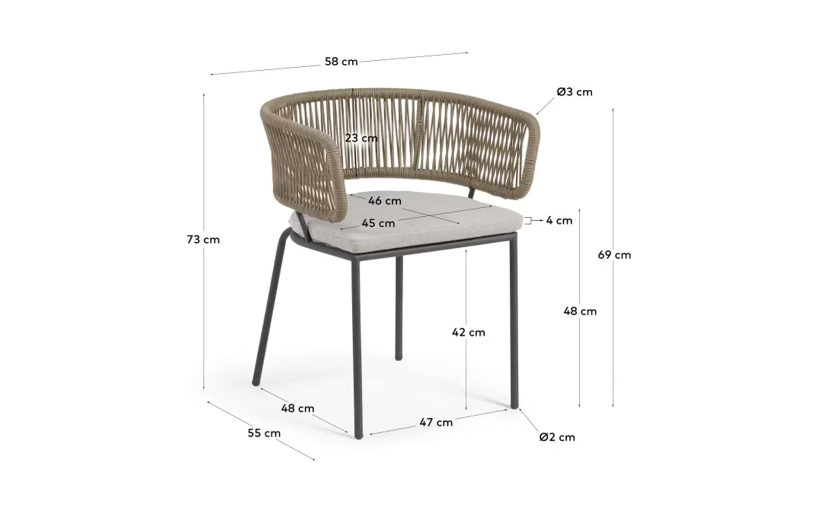 Scaun Nadin, 58×55×73 cm