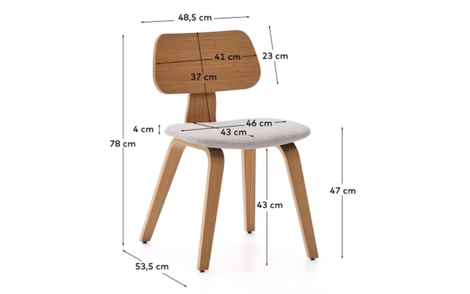 Scaun dining Gena, 78×53,5×48,5 cm