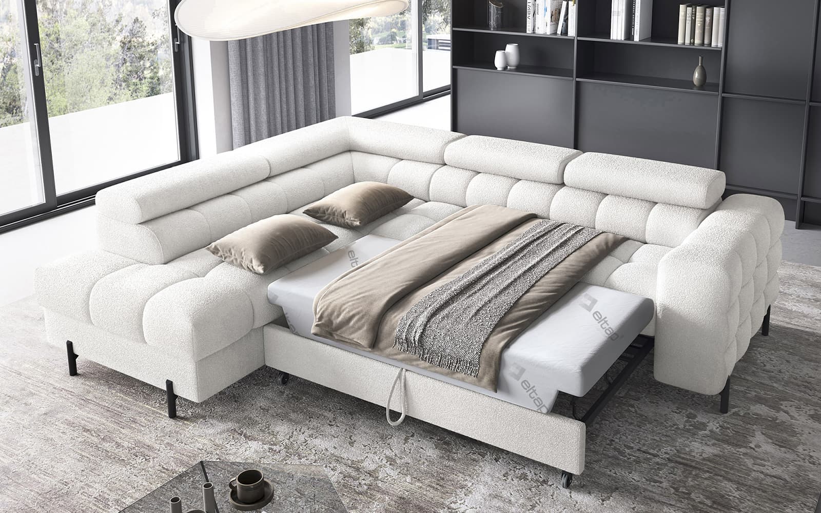 Colțar Ferry, Extensibil, 276x72x200, Material Royal 01 din lemn masiv