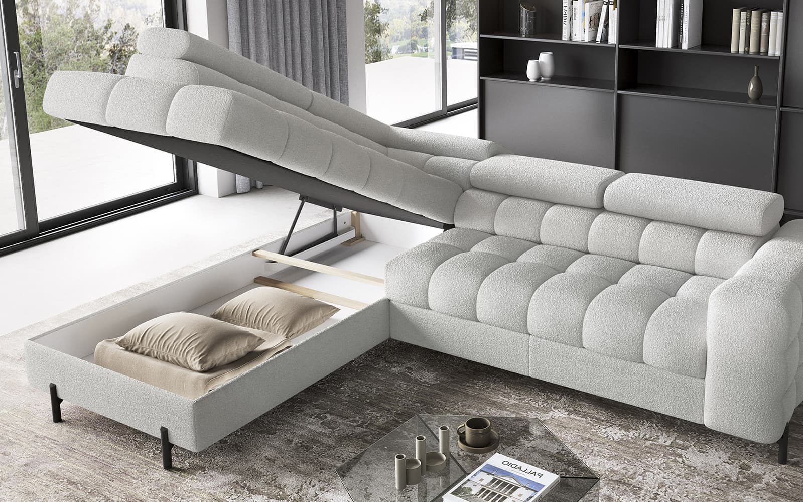Colțar Ferry, Extensibil, 276x72x200, Material Royal 03 din lemn masiv
