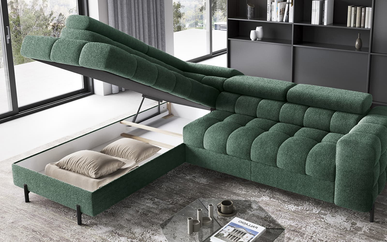 Colțar Ferry, Extensibil, 276x72x200, Material Amore 35 din lemn masiv