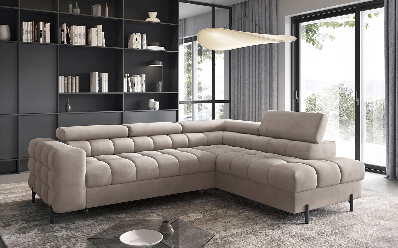 Colțar Ferry, Extensibil, 276x72x200, Material Paros 02 din lemn masiv