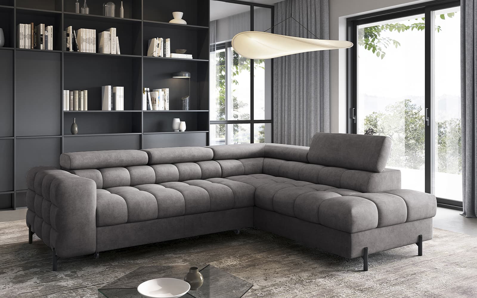 Colțar Ferry, Extensibil, 276x72x200, Material Aura 04 din lemn masiv