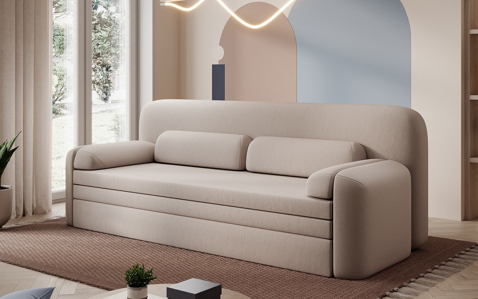 Canapea extensibilă Elioss, 236×89×87 cm, Personalizabila din lemn masiv