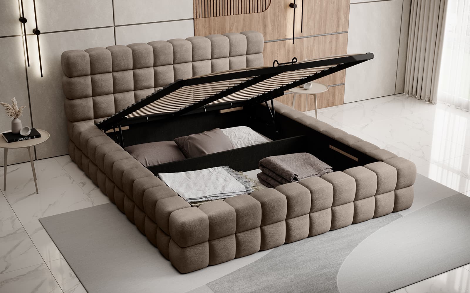 Pat Tetrix 180x200, Material Amore 20,  Mobarta din lemn masiv