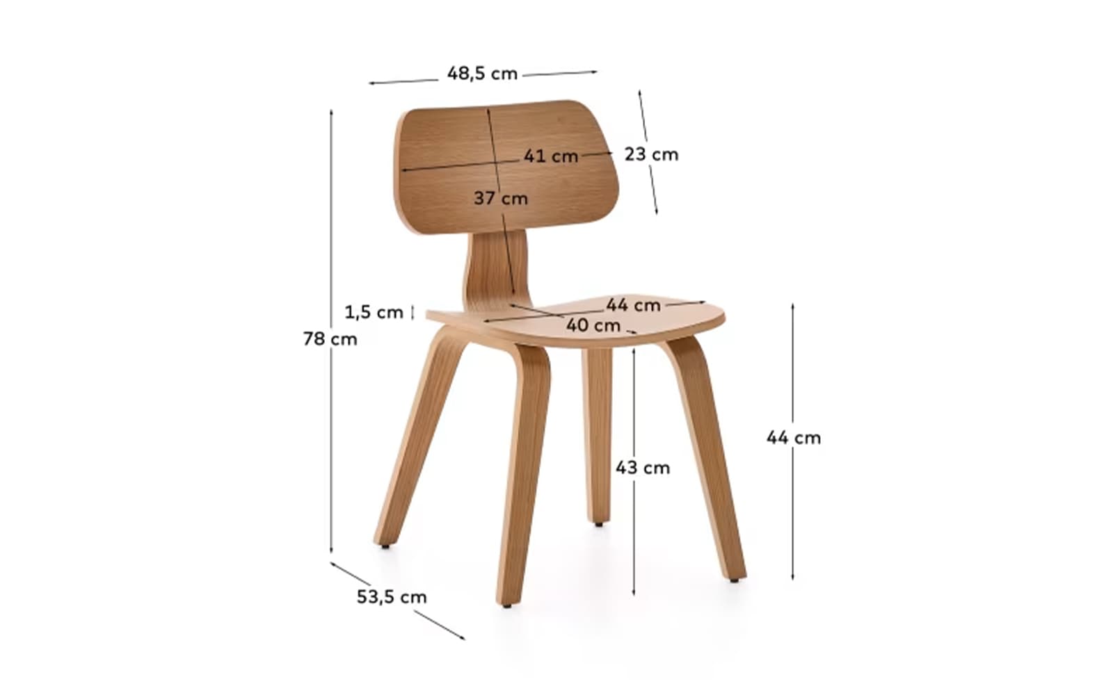 Scaun Gena, lemn masiv, 78×48,5×53,5 cm