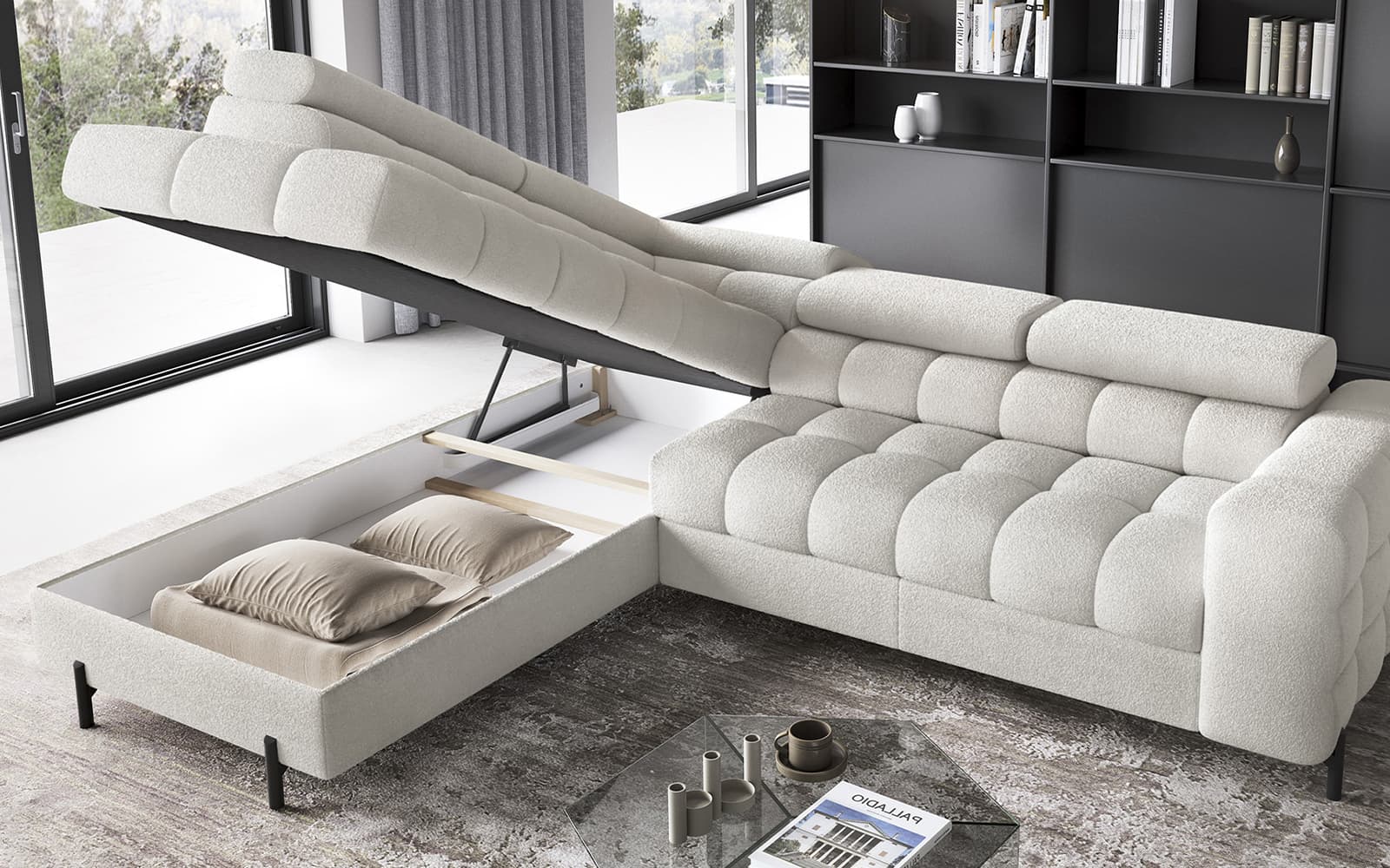 Colțar Ferry, Extensibil, 276x72x200, Material Amore 01
