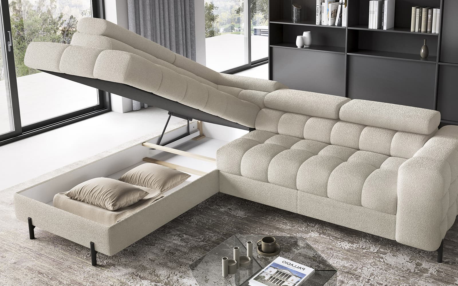 Colțar Ferry, Extensibil, 276x72x200, Material Royal 18 din lemn masiv
