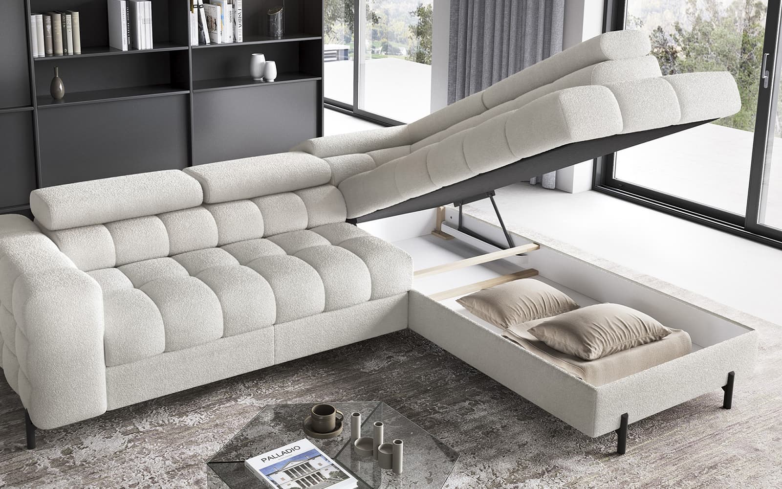 Colțar Ferry, Extensibil, 276x72x200, Material Amore 01 din lemn masiv