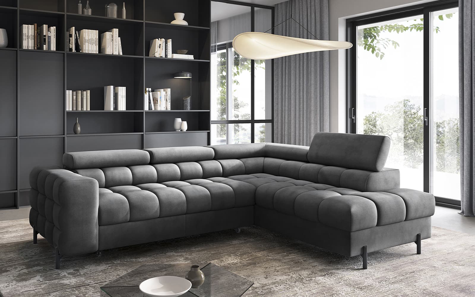 Colțar Ferry, Extensibil, 276x72x200, Material Paros 06 din lemn masiv