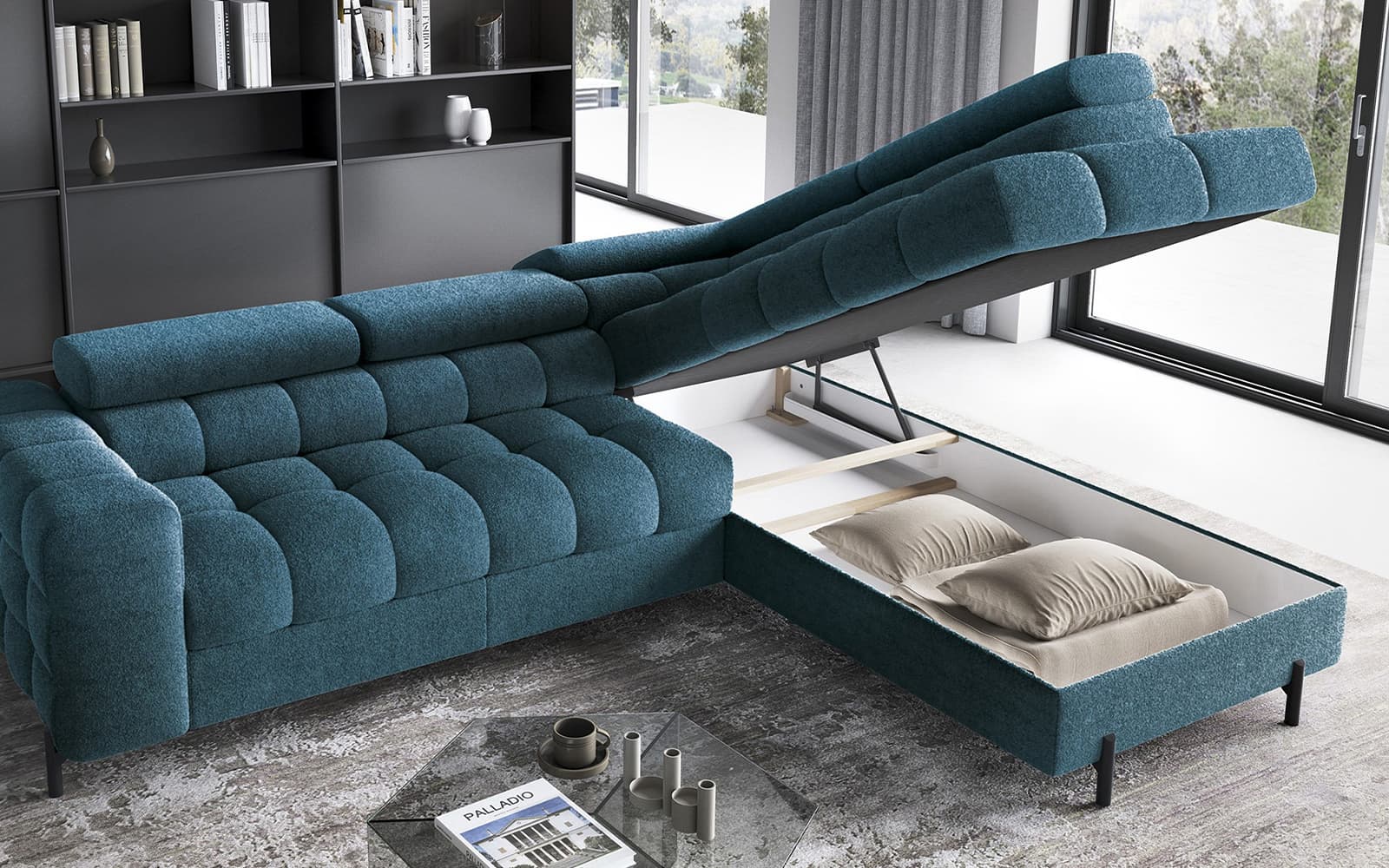 Colțar Ferry, Extensibil, 276x72x200, Material Amore 40 din lemn masiv