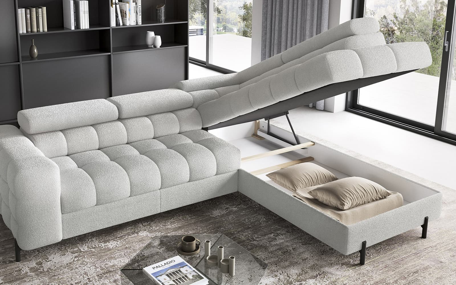 Colțar Ferry, Extensibil, 276x72x200, Material Royal 03 din lemn masiv