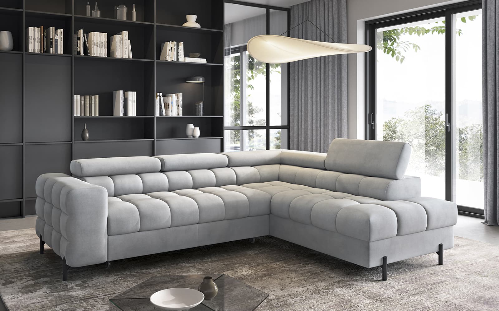 Colțar Ferry, Extensibil, 276x72x200, Material Paros 05 din lemn masiv
