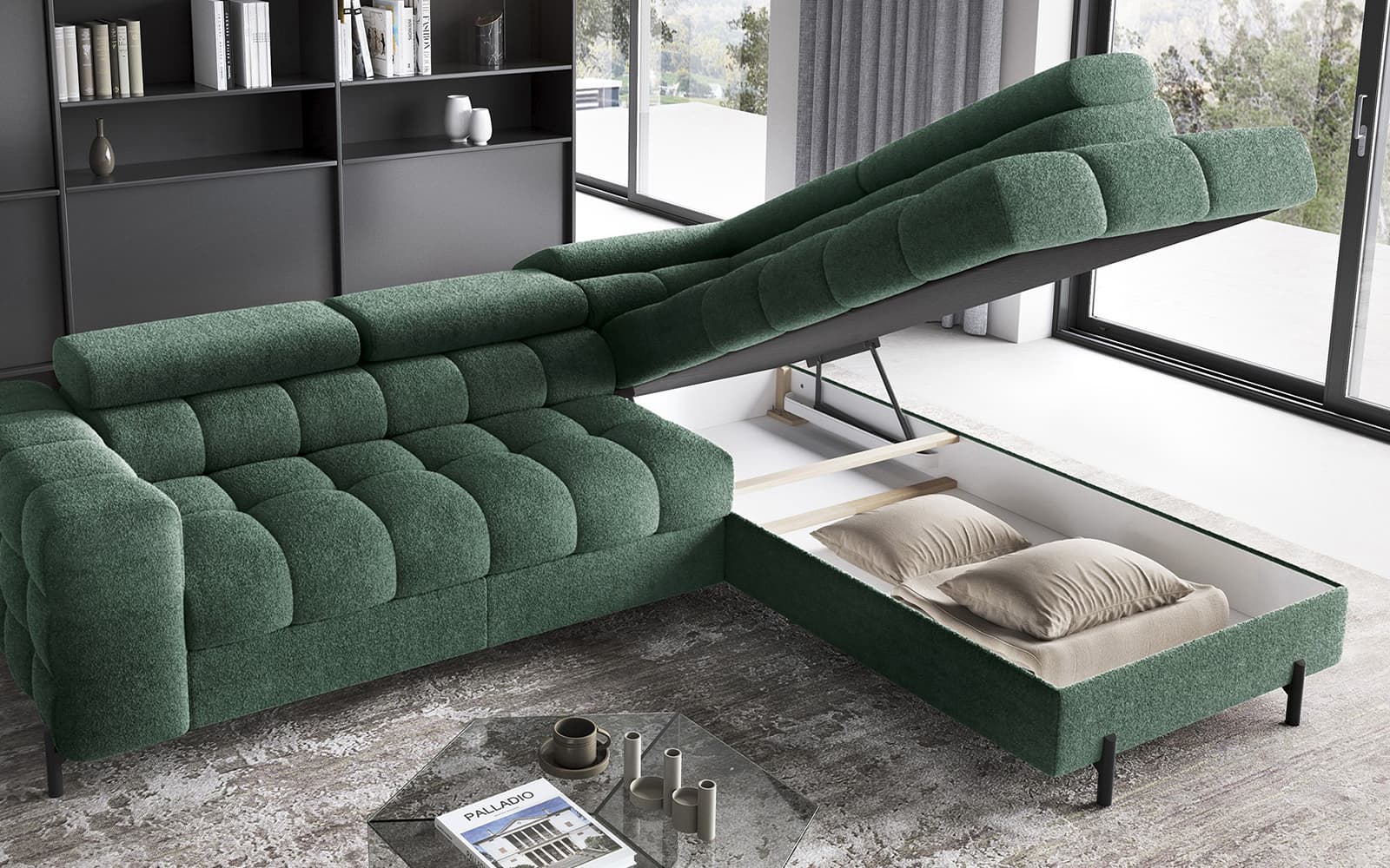 Colțar Ferry, Extensibil, 276x72x200, Material Amore 35 din lemn masiv