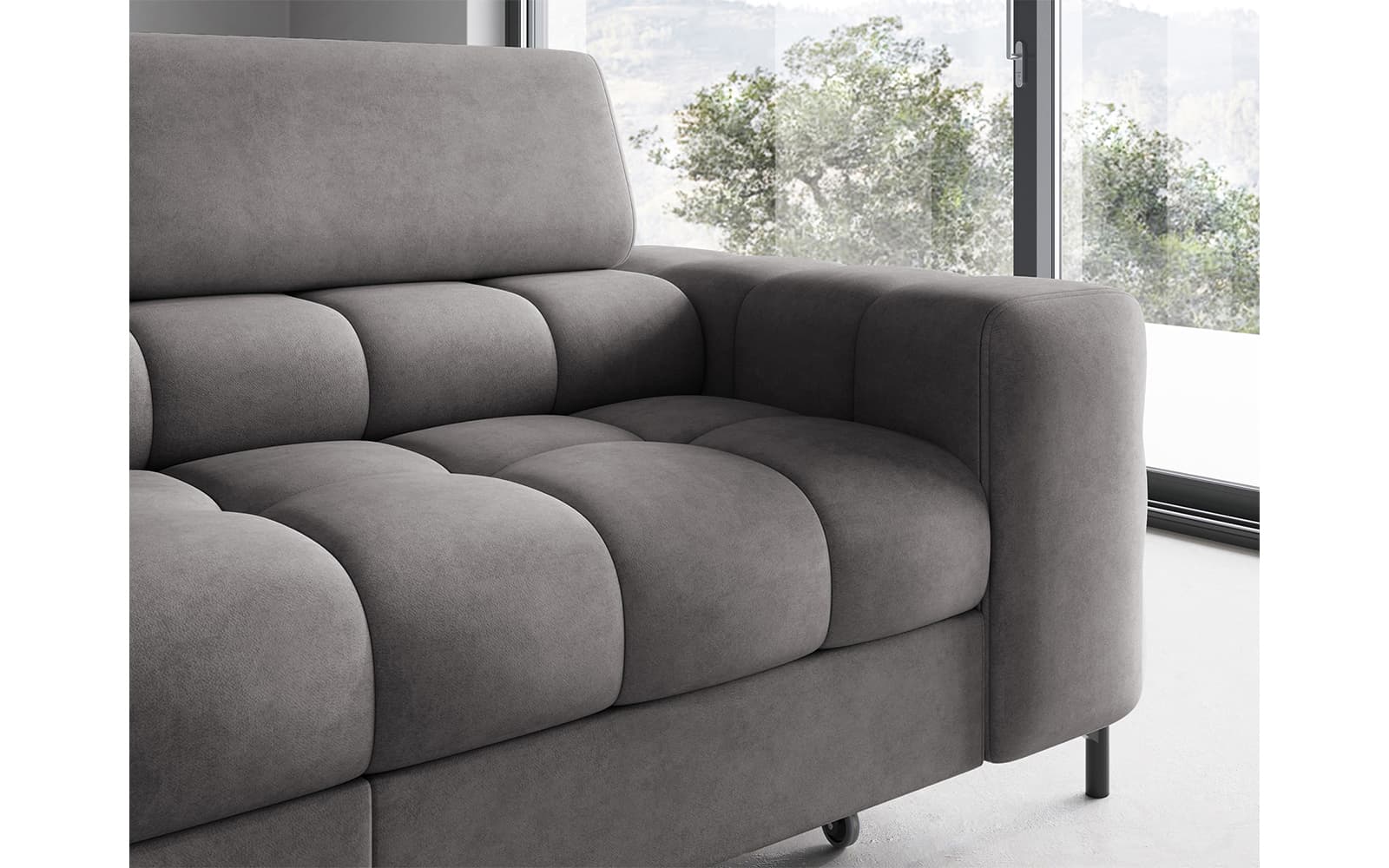Colțar Ferry, Extensibil, 276x72x200, Material Aura 04, stanga din lemn masiv