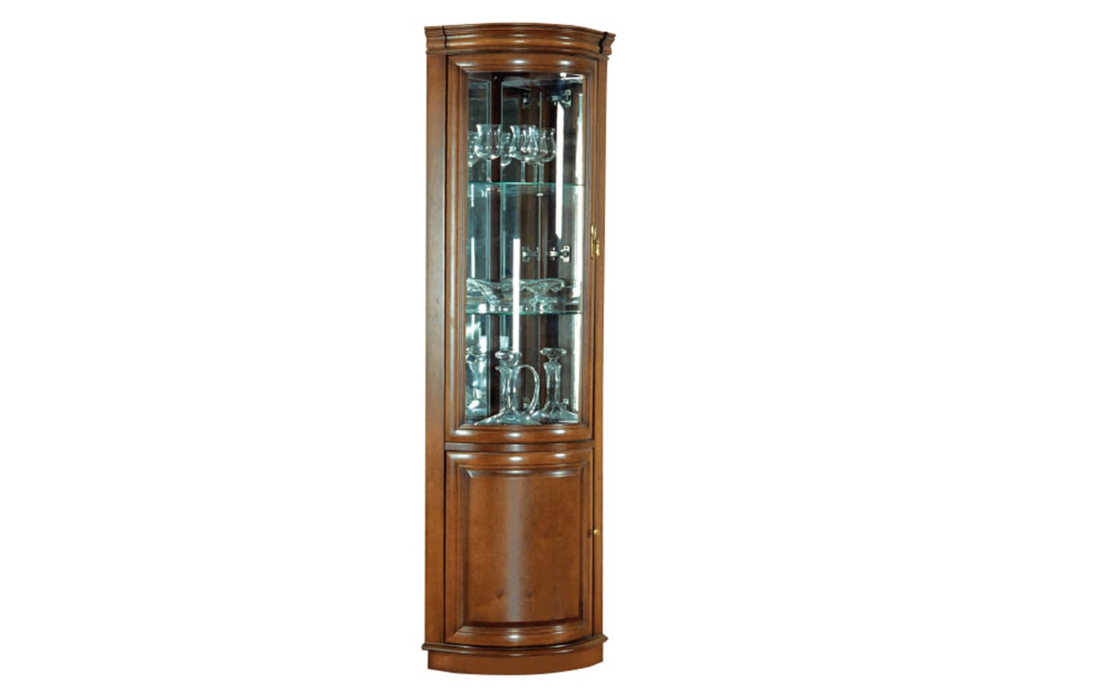 Vitrina de colt Zefyra, Lemn Masiv, Nuc, 212×40cm×45 cm