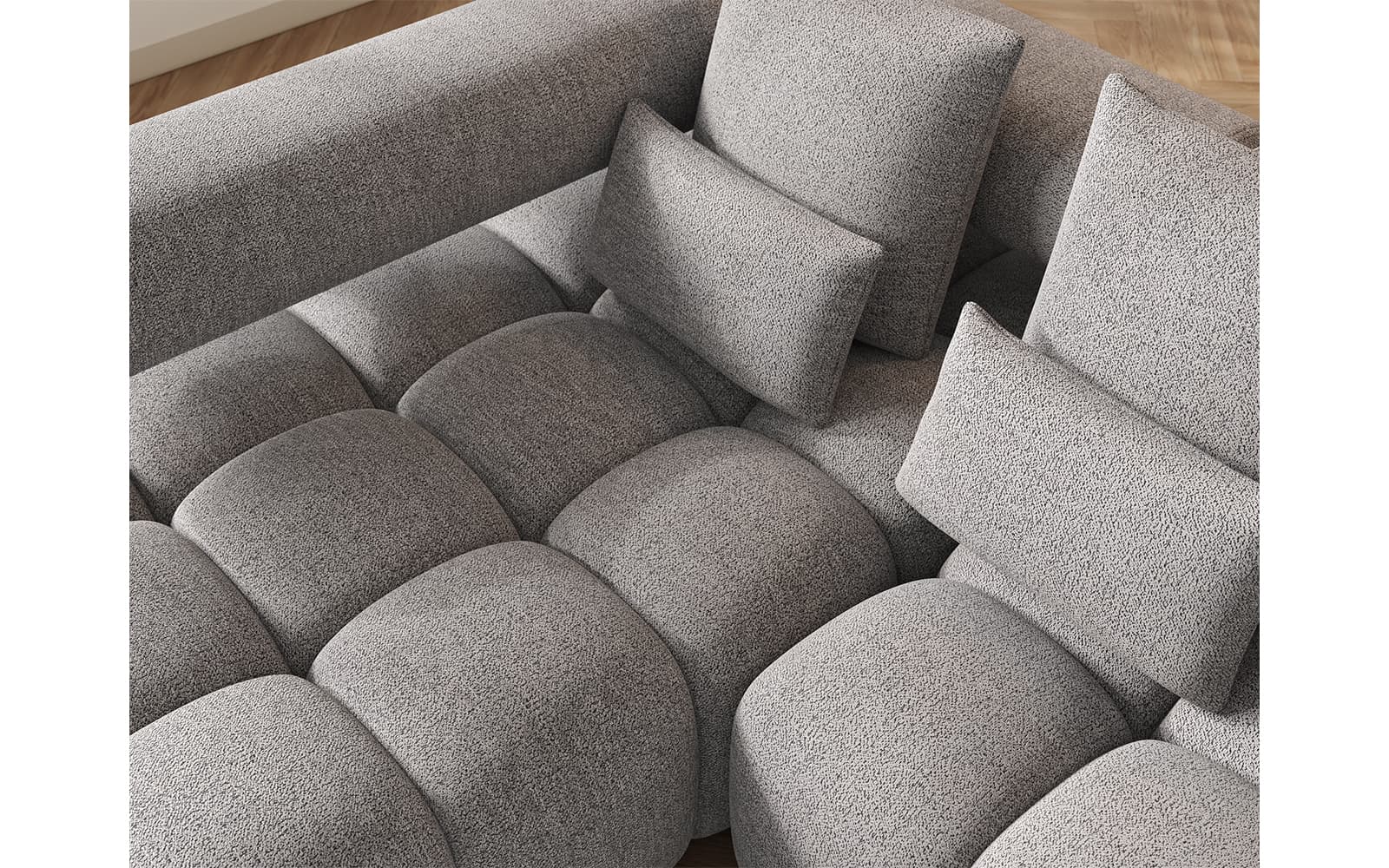 Colțar extensibil modern Levvi, 260×184×102 cm, Personalizabil