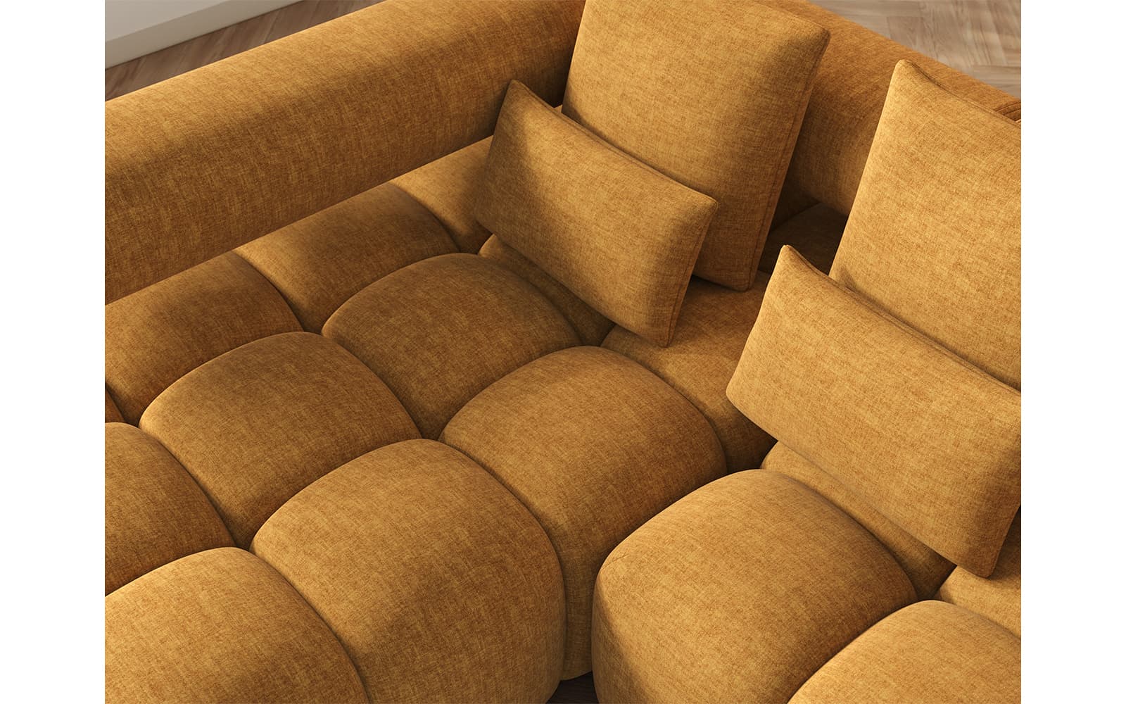 Colțar extensibil modern Levvi, 260×184×102 cm, Personalizabil