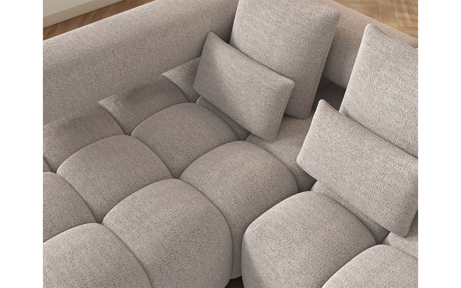 Colțar extensibil modern Levvi, 260×184×102 cm, Personalizabil