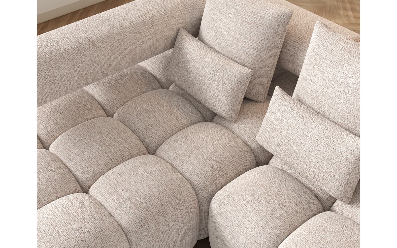 Colțar extensibil modern Levvi, 260×184×102 cm, Personalizabil