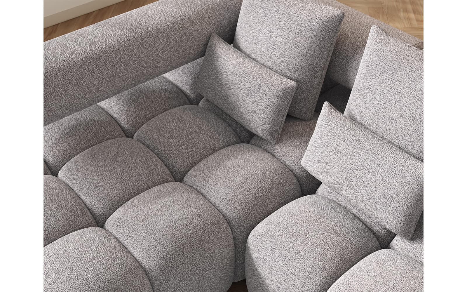 Colțar extensibil modern Levvi, 260×184×102 cm, Personalizabil