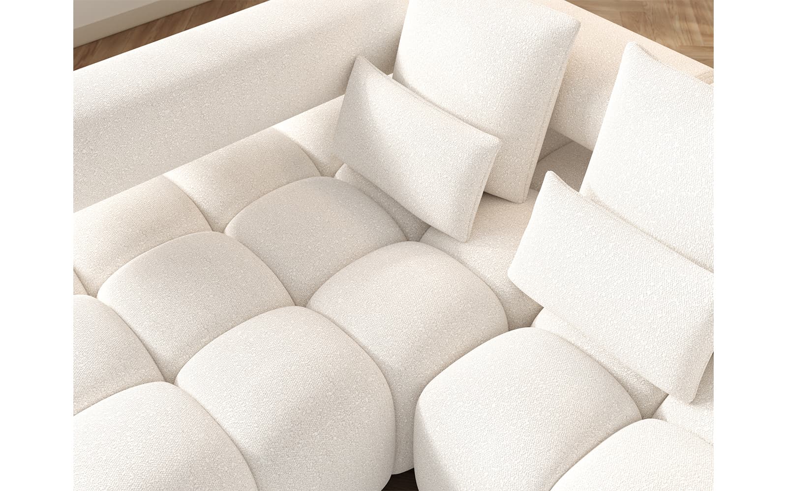 Colțar extensibil modern Levvi, 260×184×102 cm, Personalizabil