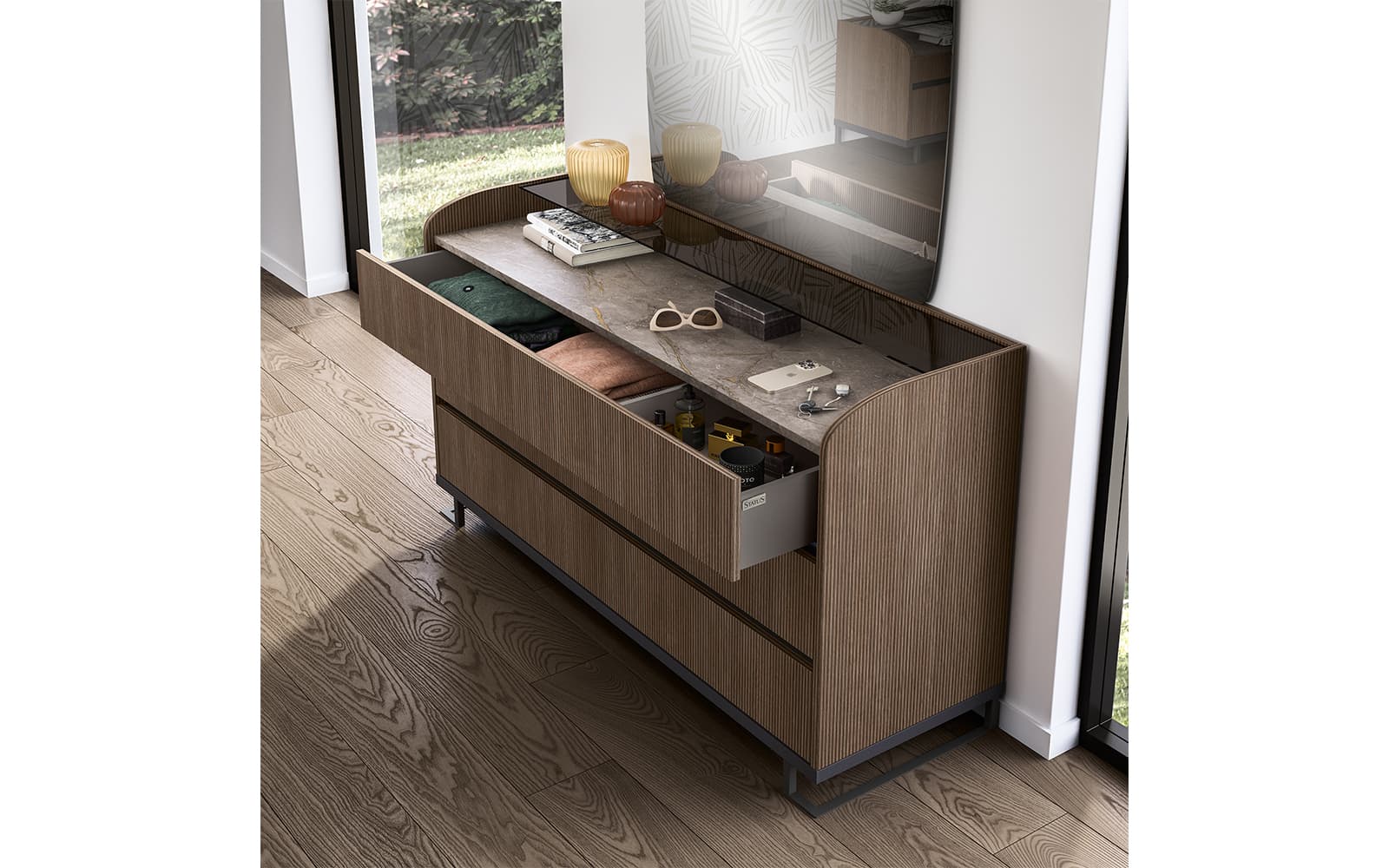 Comoda Eclat, 151×49×84 cm din lemn masiv