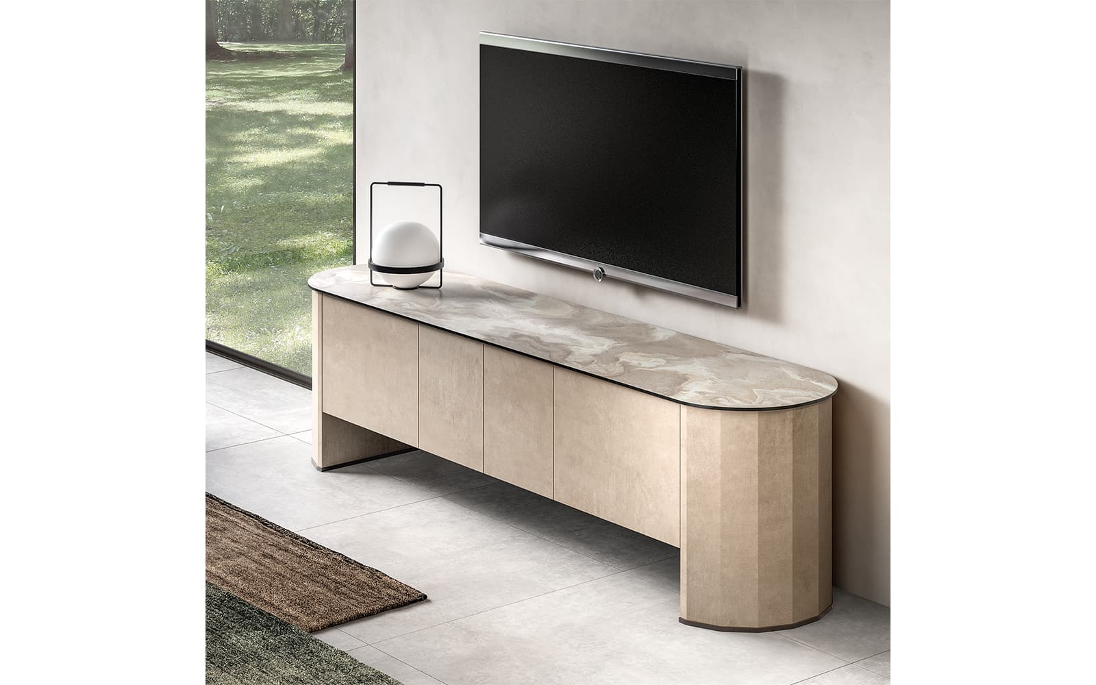 Comodă TV Sable, 4 uși, 215 x 50 x 58 cm din lemn masiv