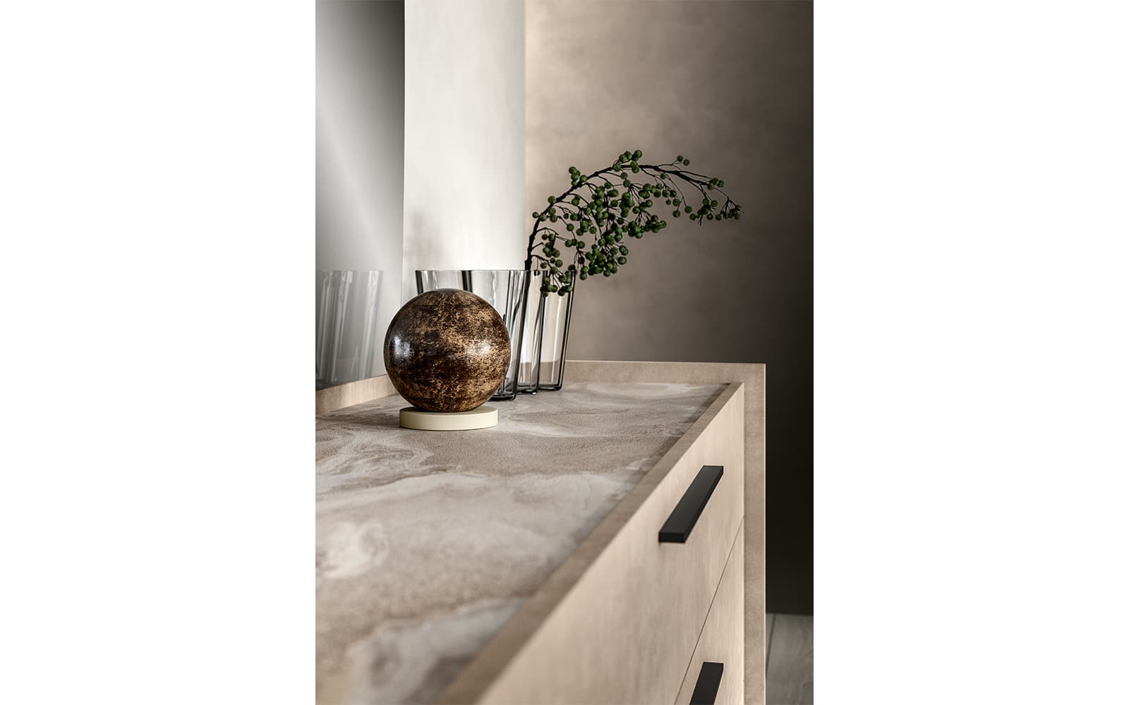 Comodă Sable cu 3 sertare,150×51×78 cm din lemn masiv
