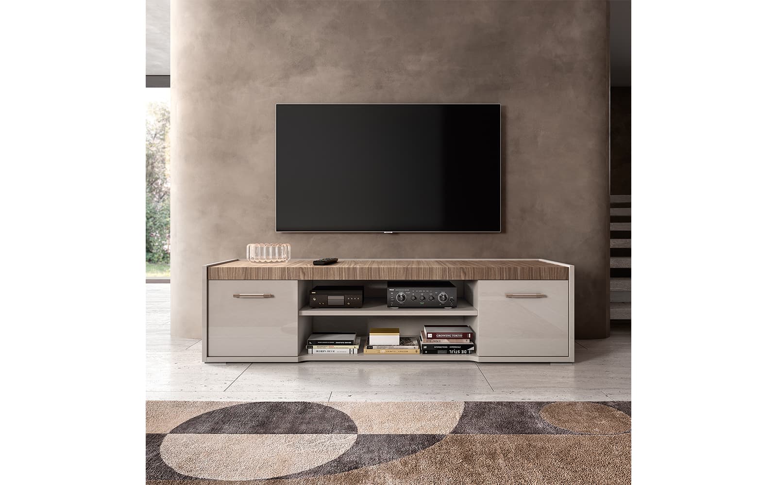 Comodă TV Narla, 3 uși, 174×46×46 cm