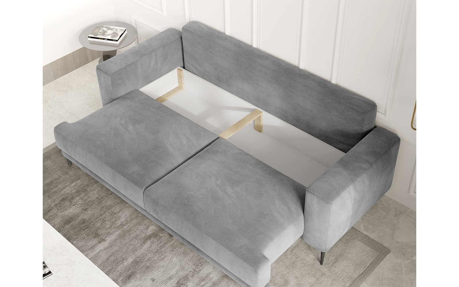 Canapea extensibilă Dalia, Personalizabilă, 248×95×84 cm din lemn masiv