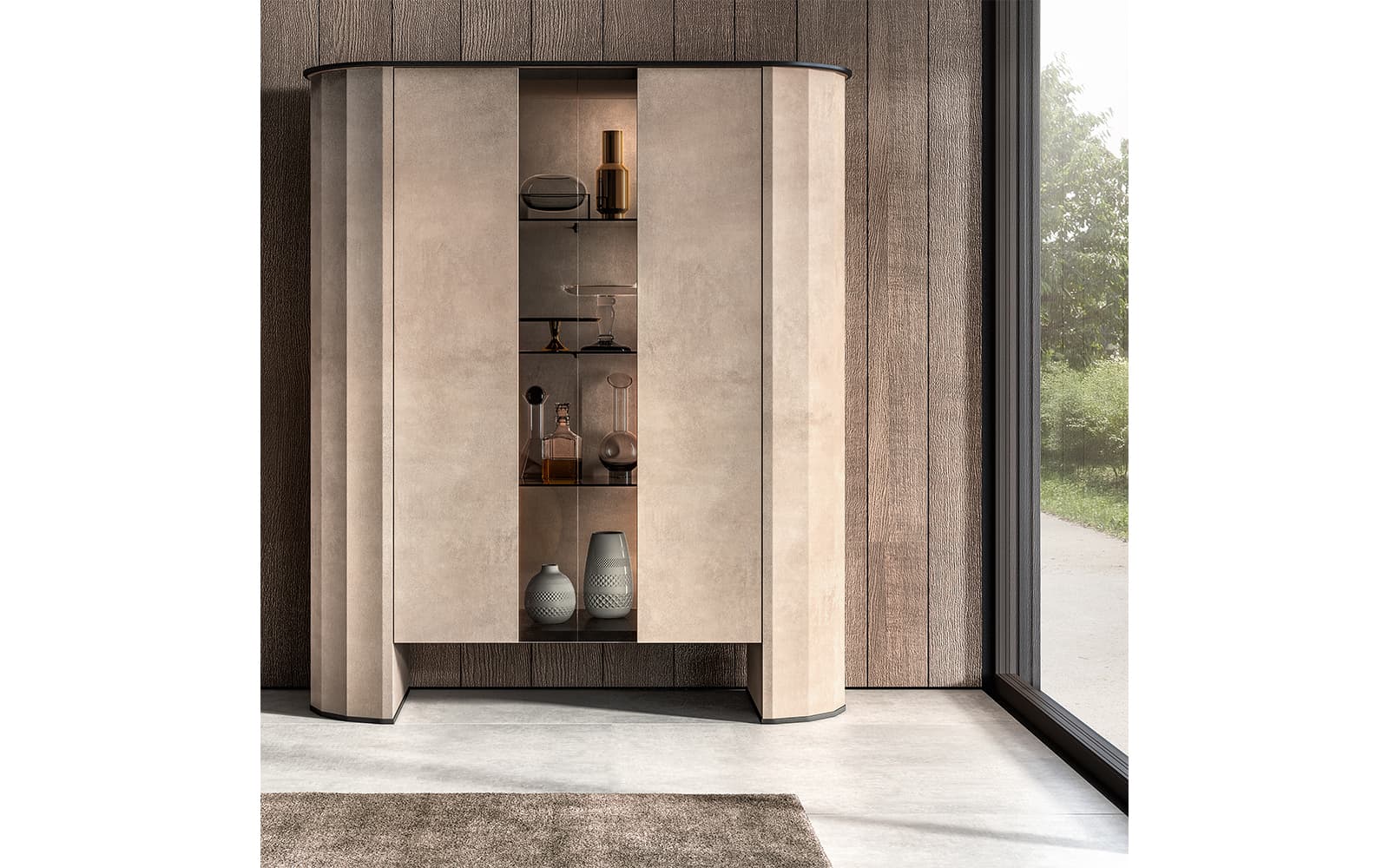 Vitrină Sable,134×50×156 cm din lemn masiv